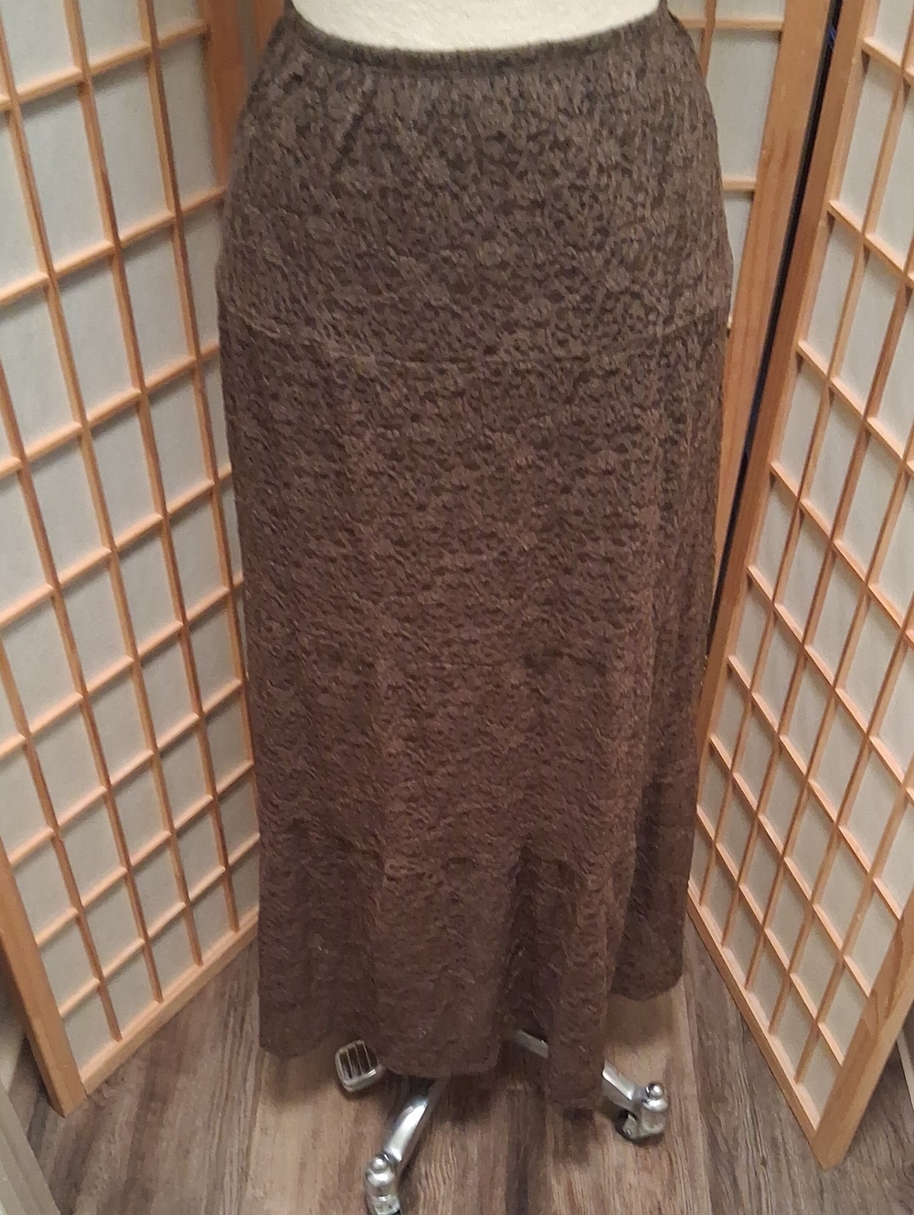 No Boundaries Brown Textured Maxi Skirt